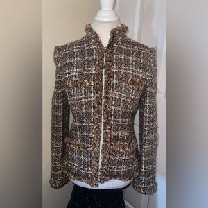 Rafaella Women's Tweed Brown and Cream Blazer